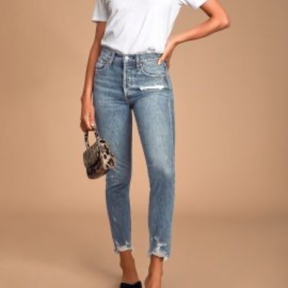 AGOLDE Jamie High Rise Classic Raw Hem Size 25. Style #A045B-983